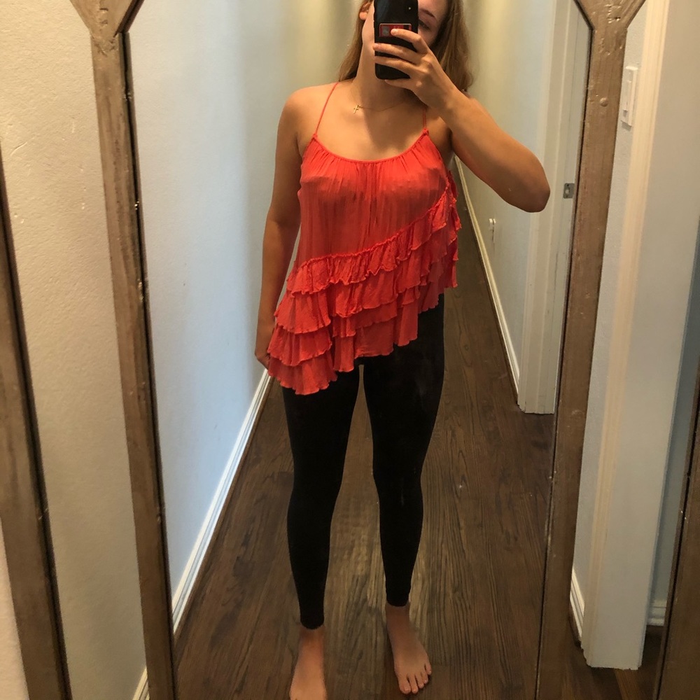 Free People asymmetrical spaghetti strap shirt